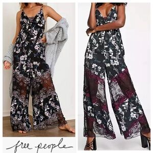 FREE PEOPLE intimately SATIN LOVE LETTER jumper jumpsuit S lace Floral onesie